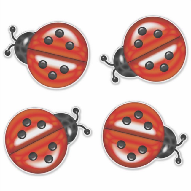 Pegatina Red Black Cute Ladybugs (Anverso)