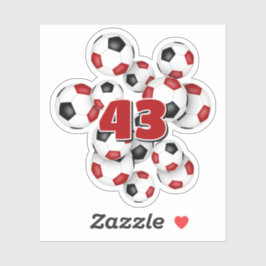 Pegatina red black soccer balls sticker w jersey number