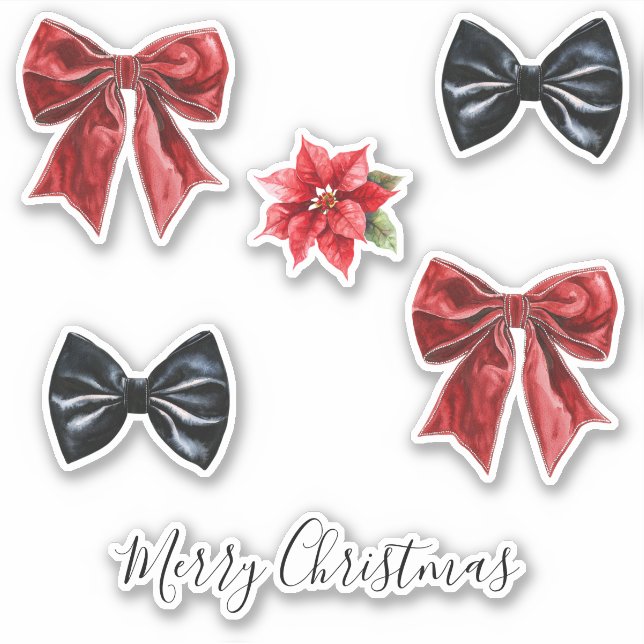 Pegatina Red Bow Black Bow Tie Navidades (Anverso)