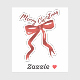 Pegatina Red Christmas Bow with Merry Christmas Text