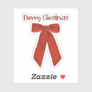 Pegatina Red Christmas Bow with Merry Christmas Text