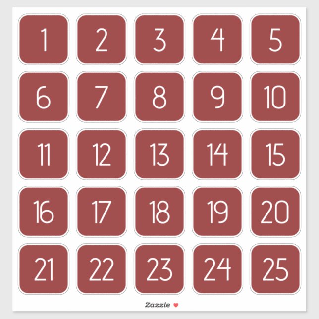 Pegatina Red Customizable Square Number Stickers  (Hoja)