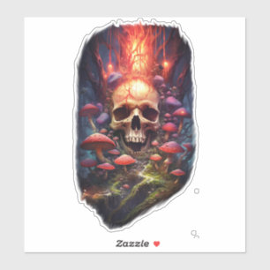Pegatina Red Ether Mushroom Skull
