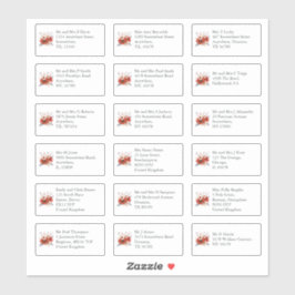 Pegatina Red Florals Nombre de invitado de Boda individual