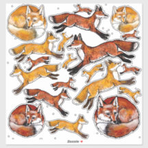 Red Fox Naranja Foxes Woodland Nature Animal Vinyl