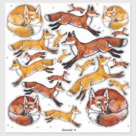 Pegatina Red Fox Naranja Foxes Woodland Nature Animal Vinyl