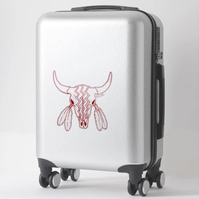 Pegatina Red Ghost Dance Buffalo red line contour sticker (Maleta)