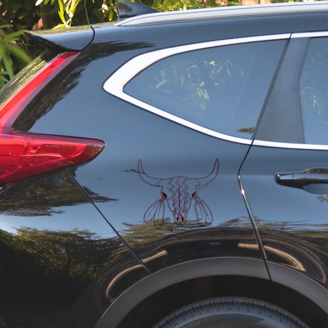 Pegatina Red Ghost Dance Buffalo red line contour sticker (Lado del coche)
