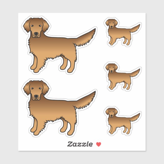 Pegatina Red Golden Retriever Cute Cartoon Dogs (Hoja)