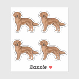 Pegatina Red Golden Retriever Cute Cartoon Dogs