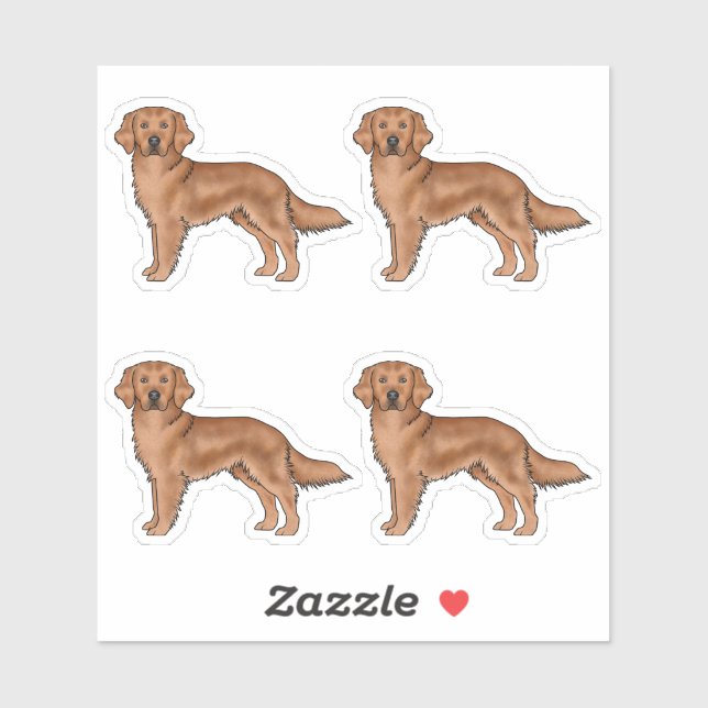 Pegatina Red Golden Retriever Cute Cartoon Dogs (Hoja)