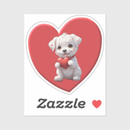 Pegatina red heart dog
