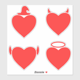 Pegatina Red Hearts Pack Angel, Devil, Elf y Wizard