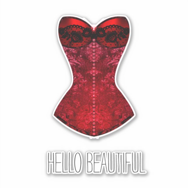 Pegatina Red Lips Corset (Anverso)