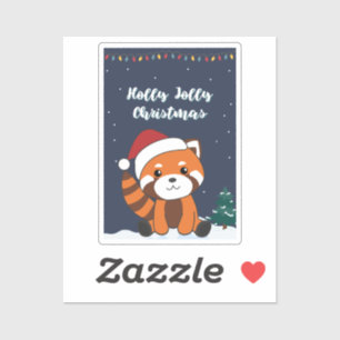 Pegatina Red Panda Christmas Snow Winter Animals Pandas Sti