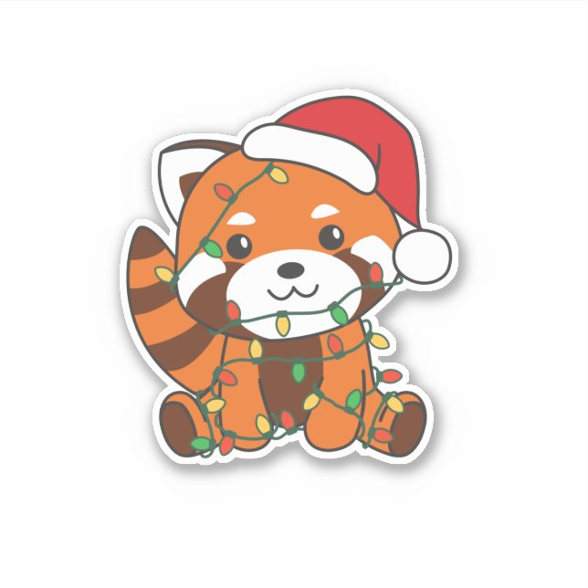 Pegatina Red Panda Christmas Winter Animals Red Pandas (Anverso)
