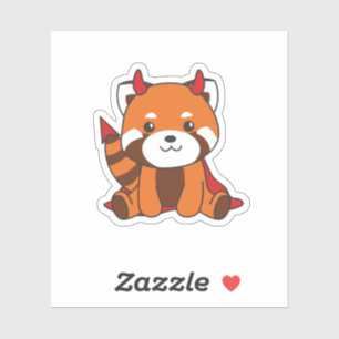 Pegatina Red Panda Halloween Cute Devil Witch Costume