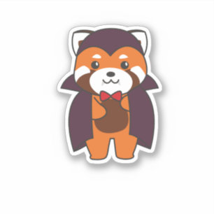 Pegatina Red Panda Halloween Cute Diablo Vampista disfraz