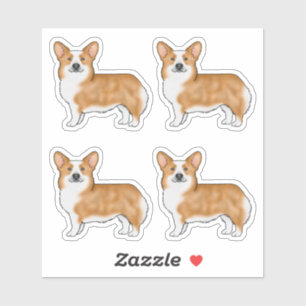 Pegatina Red Pembroke Welsh Corgi Cute Perros De Caricatura