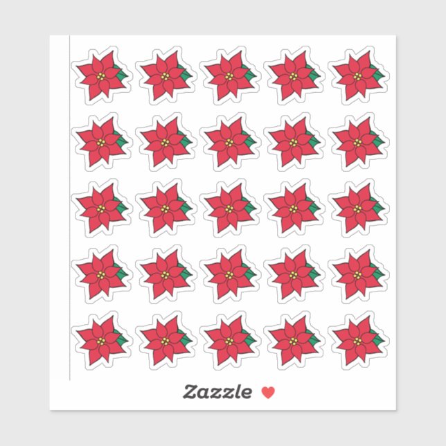 Pegatina Red Poinsettias Stickers  (Hoja)