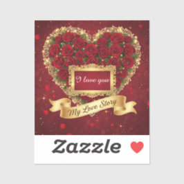 Pegatina Red Rose Gold Glitter Love Story Sticker