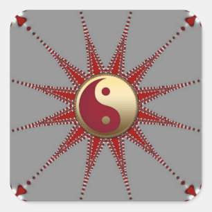 Pegatina Red Sun Golden Yin Yang