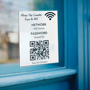 Pegatina Red Wifi Con Código QR Personalizado Texto Para Lo