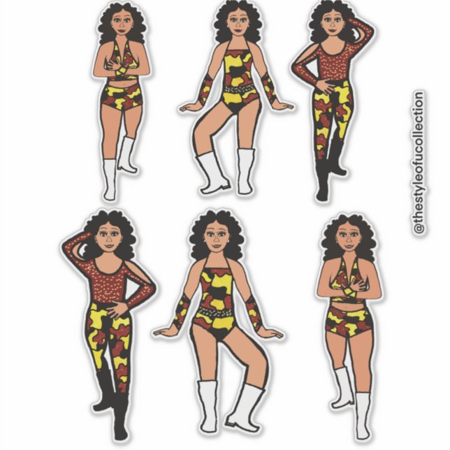 Pegatina Red Yellow Camo Silver  Dancer #2 (Anverso)