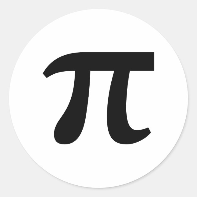 Pegatina Redonda π Pi Escritura Negra (Anverso)