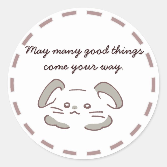 PEGATINA REDONDA かわいいウサギデザインのステッカーで贈り物に魅力をプラス (Anverso)