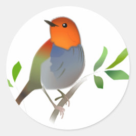 PEGATINA REDONDA こまどりのイラストシール