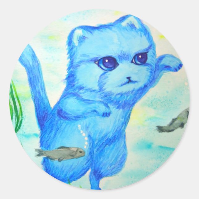 PEGATINA REDONDA みずうみのネコ (Anverso)
