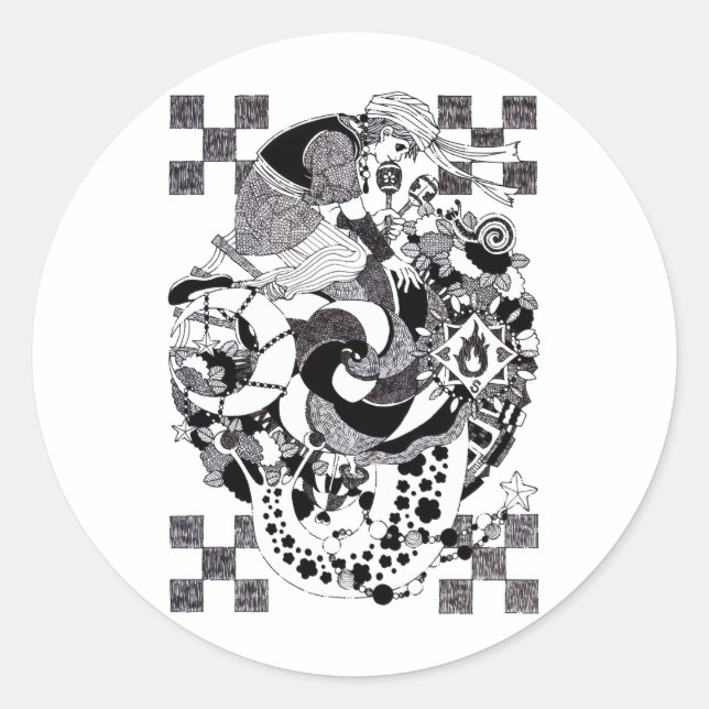 Pegatina Redonda カタツムリの夕べ（An evening of snails） (Anverso)