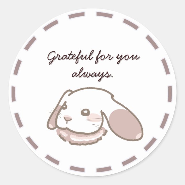 PEGATINA REDONDA ガーリーなうさぎデザインのカフェ風 (Anverso)