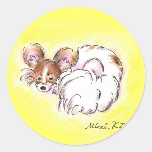 PEGATINA REDONDA パピヨンちゃん (Anverso)