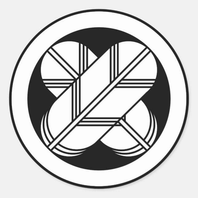 PEGATINA REDONDA 丸に違い鷹の羽(八つ割り作図) (Anverso)