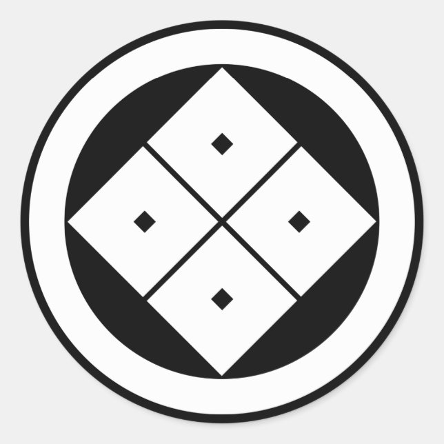 PEGATINA REDONDA 丸に隅立て四つ目 (Anverso)