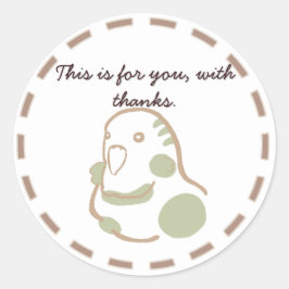 PEGATINA REDONDA 優しいインコデザインのシンプル