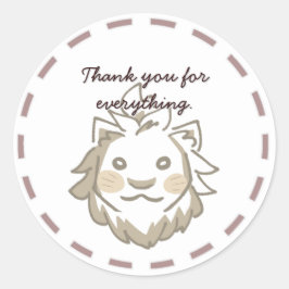 PEGATINA REDONDA 可愛いライオンデザインの感謝メッセージ