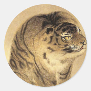 Pegatina Redonda 応 挙 虎, 応 挙 Ōkyo Tiger, Ōkyo