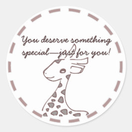 PEGATINA REDONDA 手描きキリンイラストのエレガントな