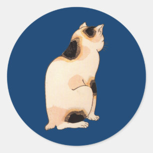 Pegatina Redonda 猫 本 日, 国 gato japonés, Kuniyoshi, Ukiyo-e