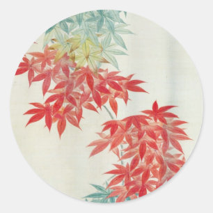 Pegatina Redonda 紅葉, árbol de arce japonés del 其一, Kiitsu
