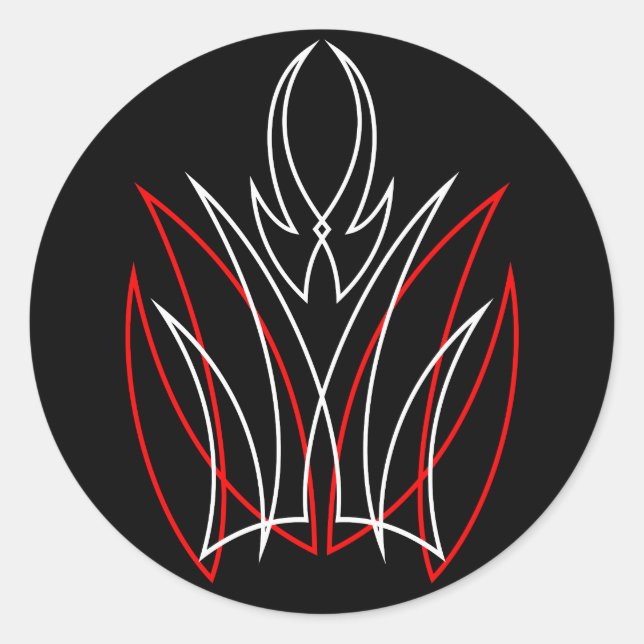 Pegatina Redonda 0001 Pinstripe Rojo & Blanco (Anverso)