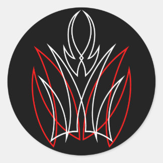 Pegatina Redonda 0001 Pinstripe Rojo & Blanco