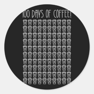 Pegatina Redonda 00 días de café t- feliz 00° día de escuela