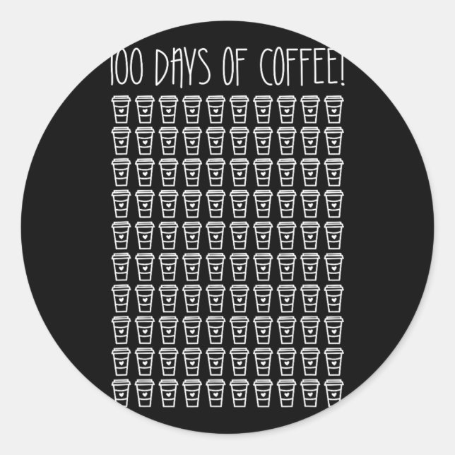 Pegatina Redonda 00 días de café t- feliz 00° día de escuela (Anverso)