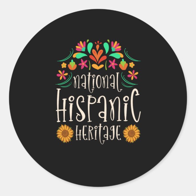 Pegatina Redonda 03. Mes del patrimonio nacional hispano en todos l (Anverso)