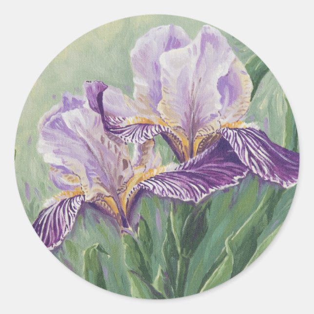 Pegatina Redonda 0455 Irises púrpura (Anverso)