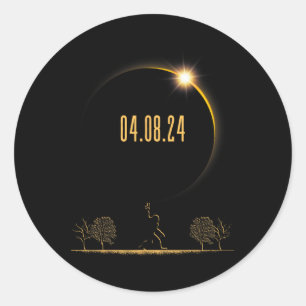 Pegatina Redonda 04.08.24 Eclipse solar total 2024